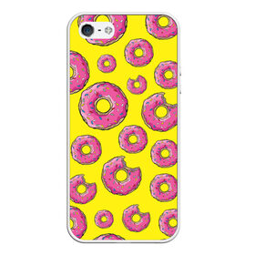 Чехол для iPhone 5/5S матовый с принтом Пончики , Силикон | Область печати: задняя сторона чехла, без боковых панелей | donut | simpsons | паттерн | пончик