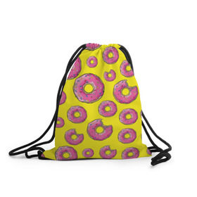 Рюкзак-мешок 3D с принтом Пончики , 100% полиэстер | плотность ткани — 200 г/м2, размер — 35 х 45 см; лямки — толстые шнурки, застежка на шнуровке, без карманов и подкладки | donut | simpsons | паттерн | пончик