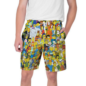 Мужские шорты 3D с принтом Симпсоны ,  полиэстер 100% | прямой крой, два кармана без застежек по бокам. Мягкая трикотажная резинка на поясе, внутри которой широкие завязки. Длина чуть выше колен | гомер