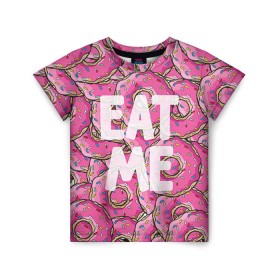 Детская футболка 3D с принтом Eat me , 100% гипоаллергенный полиэфир | прямой крой, круглый вырез горловины, длина до линии бедер, чуть спущенное плечо, ткань немного тянется | гомер