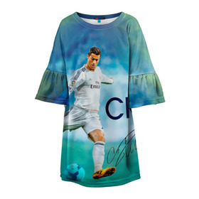 Детское платье 3D с принтом Ronaldo , 100% полиэстер | прямой силуэт, чуть расширенный к низу. Круглая горловина, на рукавах — воланы | роналдо