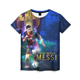 Женская футболка 3D с принтом Messi , 100% полиэфир ( синтетическое хлопкоподобное полотно) | прямой крой, круглый вырез горловины, длина до линии бедер | месси