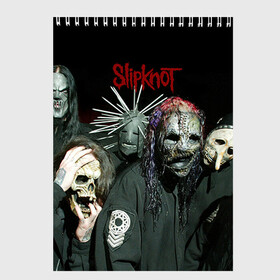 Скетчбук с принтом Slipknot , 100% бумага
 | 48 листов, плотность листов — 100 г/м2, плотность картонной обложки — 250 г/м2. Листы скреплены сверху удобной пружинной спиралью | deth | rock | slipknot | маска | мрак | рок | слипнот