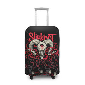 Чехол для чемодана 3D с принтом Slipknot , 86% полиэфир, 14% спандекс | двустороннее нанесение принта, прорези для ручек и колес | deth | rock | slipknot | баран | маска | мрак | рок | слипнот | череп