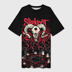 Платье-футболка 3D с принтом Slipknot ,  |  | deth | rock | slipknot | баран | маска | мрак | рок | слипнот | череп