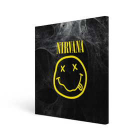 Холст квадратный с принтом Nirvana , 100% ПВХ |  | cobain | curt | nirvana | rock | smile | кобейн | курт | рок | смайл