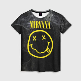 Женская футболка 3D с принтом Nirvana , 100% полиэфир ( синтетическое хлопкоподобное полотно) | прямой крой, круглый вырез горловины, длина до линии бедер | cobain | curt | nirvana | rock | smile | кобейн | курт | рок | смайл