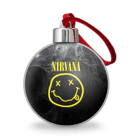 Ёлочный шар с принтом Nirvana , Пластик | Диаметр: 77 мм | Тематика изображения на принте: cobain | curt | nirvana | rock | smile | кобейн | курт | рок | смайл