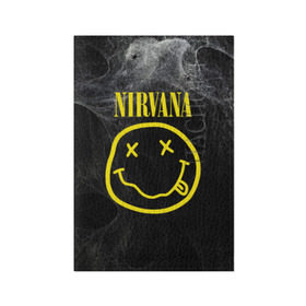 Обложка для паспорта матовая кожа с принтом Nirvana , натуральная матовая кожа | размер 19,3 х 13,7 см; прозрачные пластиковые крепления | cobain | curt | nirvana | rock | smile | кобейн | курт | рок | смайл