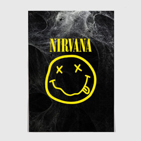 Постер с принтом Nirvana , 100% бумага
 | бумага, плотность 150 мг. Матовая, но за счет высокого коэффициента гладкости имеет небольшой блеск и дает на свету блики, но в отличии от глянцевой бумаги не покрыта лаком | cobain | curt | nirvana | rock | smile | кобейн | курт | рок | смайл