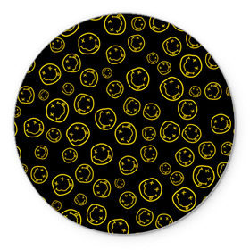 Коврик круглый с принтом Nirvana , резина и полиэстер | круглая форма, изображение наносится на всю лицевую часть | cobain | curt | nirvana | rock | smile | кобейн | курт | рок | смайл