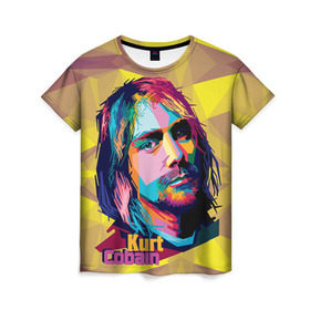 Женская футболка 3D с принтом Nirvana , 100% полиэфир ( синтетическое хлопкоподобное полотно) | прямой крой, круглый вырез горловины, длина до линии бедер | cobain | curt | nirvana | rock | абстракт | кобейн | курт | рок