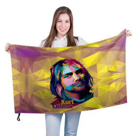 Флаг 3D с принтом Nirvana , 100% полиэстер | плотность ткани — 95 г/м2, размер — 67 х 109 см. Принт наносится с одной стороны | cobain | curt | nirvana | rock | абстракт | кобейн | курт | рок