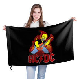 Флаг 3D с принтом AC/DC , 100% полиэстер | плотность ткани — 95 г/м2, размер — 67 х 109 см. Принт наносится с одной стороны | ac dc | acdc | rock | рок | эйсидиси
