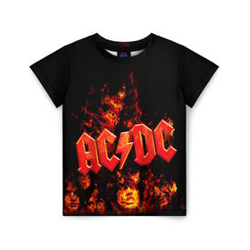 Детская футболка 3D с принтом AC/DC , 100% гипоаллергенный полиэфир | прямой крой, круглый вырез горловины, длина до линии бедер, чуть спущенное плечо, ткань немного тянется | Тематика изображения на принте: ac dc | acdc | rock | рок | эйсидиси