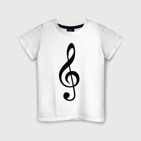 Детская футболка хлопок с принтом Скрипичный ключ , 100% хлопок | круглый вырез горловины, полуприлегающий силуэт, длина до линии бедер | 