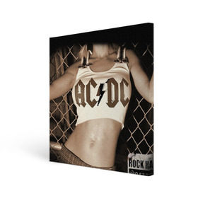 Холст квадратный с принтом AC/DC , 100% ПВХ |  | ac dc | acdc | rock | рок | эйсидиси
