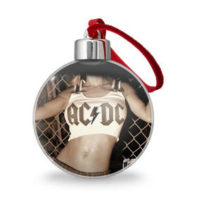 Ёлочный шар с принтом AC/DC , Пластик | Диаметр: 77 мм | ac dc | acdc | rock | рок | эйсидиси