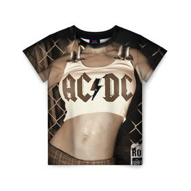 Детская футболка 3D с принтом AC/DC , 100% гипоаллергенный полиэфир | прямой крой, круглый вырез горловины, длина до линии бедер, чуть спущенное плечо, ткань немного тянется | ac dc | acdc | rock | рок | эйсидиси