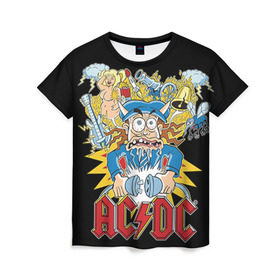 Женская футболка 3D с принтом AC/DC , 100% полиэфир ( синтетическое хлопкоподобное полотно) | прямой крой, круглый вырез горловины, длина до линии бедер | ac dc | acdc | rock | рок | эйсидиси
