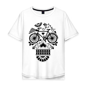 Мужская футболка хлопок Oversize с принтом Велочереп , 100% хлопок | свободный крой, круглый ворот, “спинка” длиннее передней части | bicycle | bike | biker | байк | велик | велосипед | велосипедист | велоспорт | велочереп | спорт | череп