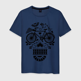 Мужская футболка хлопок с принтом Велочереп , 100% хлопок | прямой крой, круглый вырез горловины, длина до линии бедер, слегка спущенное плечо. | bicycle | bike | biker | байк | велик | велосипед | велосипедист | велоспорт | велочереп | спорт | череп
