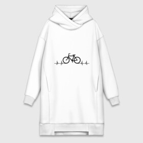 Платье-худи хлопок с принтом Велоспорт ,  |  | bicycle | bike | biker | байк | велик | велосипед | велосипедист | велоспорт | кардиограмма | спорт