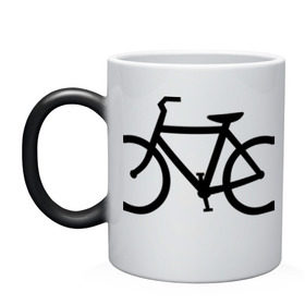 Кружка хамелеон с принтом Велоспорт , керамика | меняет цвет при нагревании, емкость 330 мл | bicycle | bike | biker | байк | велик | велосипед | велосипедист | велоспорт | кардиограмма | спорт