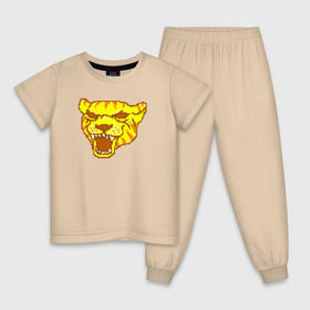 Детская пижама хлопок с принтом Tony , 100% хлопок |  брюки и футболка прямого кроя, без карманов, на брюках мягкая резинка на поясе и по низу штанин
 | Тематика изображения на принте: hotline miami | hotlinemiami | tiger | тигр