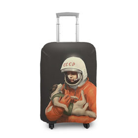 Чехол для чемодана 3D с принтом Гагарин , 86% полиэфир, 14% спандекс | двустороннее нанесение принта, прорези для ручек и колес | гагарин | космос. россия | поехали | полет | собака | ссср