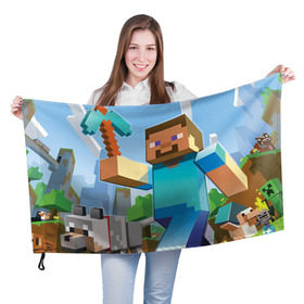 Флаг 3D с принтом Майнкрафт , 100% полиэстер | плотность ткани — 95 г/м2, размер — 67 х 109 см. Принт наносится с одной стороны | game | minecraft | pixel | майнкрафт | овцы