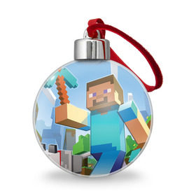 Ёлочный шар с принтом Майнкрафт , Пластик | Диаметр: 77 мм | game | minecraft | pixel | майнкрафт | овцы