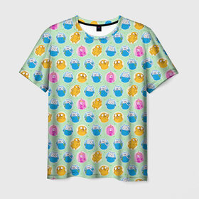 Мужская футболка 3D с принтом Паттерн Время Приключений , 100% полиэфир | прямой крой, круглый вырез горловины, длина до линии бедер | джейк