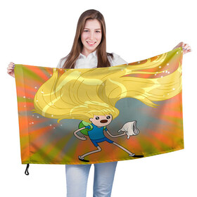 Флаг 3D с принтом Волосы Финна , 100% полиэстер | плотность ткани — 95 г/м2, размер — 67 х 109 см. Принт наносится с одной стороны | джейк