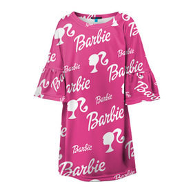 Детское платье 3D с принтом Barbie , 100% полиэстер | прямой силуэт, чуть расширенный к низу. Круглая горловина, на рукавах — воланы | Тематика изображения на принте: barbie | барби | кукла