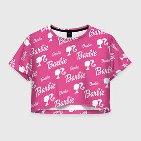 Женская футболка 3D укороченная с принтом Barbie , 100% полиэстер | круглая горловина, длина футболки до линии талии, рукава с отворотами | barbie | барби | кукла