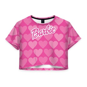 Женская футболка 3D укороченная с принтом Barbie , 100% полиэстер | круглая горловина, длина футболки до линии талии, рукава с отворотами | barbie | барби | кукла