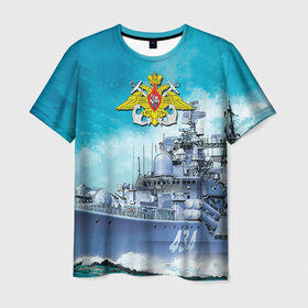 Мужская футболка 3D с принтом ВМФ , 100% полиэфир | прямой крой, круглый вырез горловины, длина до линии бедер | вмф | корабль | морской флот | россия | рф | силовые структуры