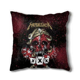 Подушка 3D с принтом Metallica , наволочка – 100% полиэстер, наполнитель – холлофайбер (легкий наполнитель, не вызывает аллергию). | состоит из подушки и наволочки. Наволочка на молнии, легко снимается для стирки | metallica | металл | рок
