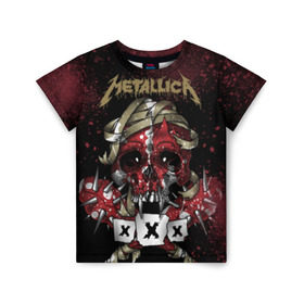 Детская футболка 3D с принтом Metallica , 100% гипоаллергенный полиэфир | прямой крой, круглый вырез горловины, длина до линии бедер, чуть спущенное плечо, ткань немного тянется | metallica | металл | рок