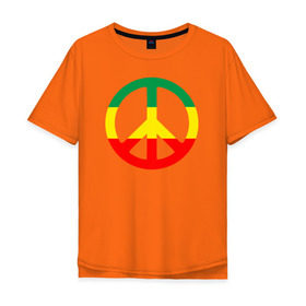 Мужская футболка хлопок Oversize с принтом Rasta peace , 100% хлопок | свободный крой, круглый ворот, “спинка” длиннее передней части | rasta peace раста мир хиппи