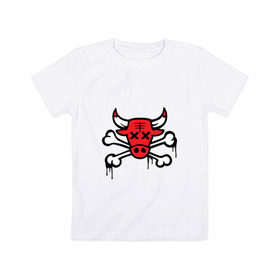 Детская футболка хлопок с принтом Chicago Bulls (череп) , 100% хлопок | круглый вырез горловины, полуприлегающий силуэт, длина до линии бедер | chicago bulls | буллз | чикаго