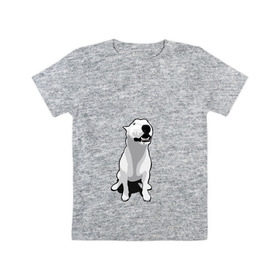 Детская футболка хлопок с принтом Бультерьер , 100% хлопок | круглый вырез горловины, полуприлегающий силуэт, длина до линии бедер | Тематика изображения на принте: пес | собака