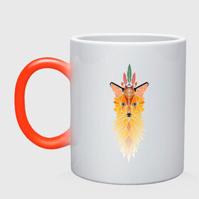 Кружка хамелеон с принтом Foxy spirit , керамика | меняет цвет при нагревании, емкость 330 мл | Тематика изображения на принте: 