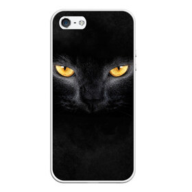 Чехол для Apple iPhone 5/5S силиконовый с принтом Черная кошка , Силикон | Область печати: задняя сторона чехла, без боковых панелей | глаза | киса | кот | котик | кошка | черная кошка