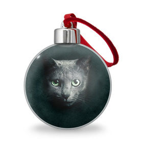Ёлочный шар с принтом Серый кот , Пластик | Диаметр: 77 мм | киса | кот | котик | кошка | серый кот