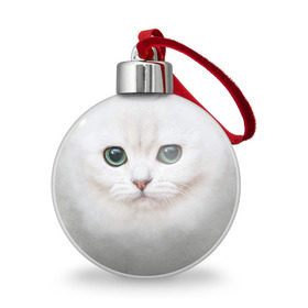 Ёлочный шар с принтом Белый котик , Пластик | Диаметр: 77 мм | белая кошка | киса | кот | котик | кошка