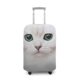Чехол для чемодана 3D с принтом Белый котик , 86% полиэфир, 14% спандекс | двустороннее нанесение принта, прорези для ручек и колес | белая кошка | киса | кот | котик | кошка