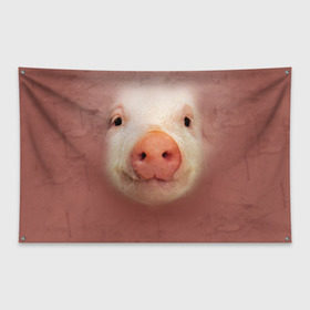 Флаг-баннер с принтом Хрюшка , 100% полиэстер | размер 67 х 109 см, плотность ткани — 95 г/м2; по краям флага есть четыре люверса для крепления | свинка | свинья | хрюшка