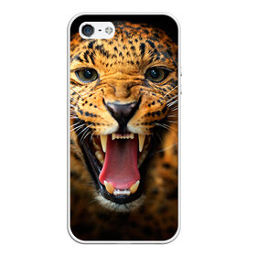 Чехол для iPhone 5/5S матовый с принтом Леопард , Силикон | Область печати: задняя сторона чехла, без боковых панелей | киса | кошка | леопард | хищник